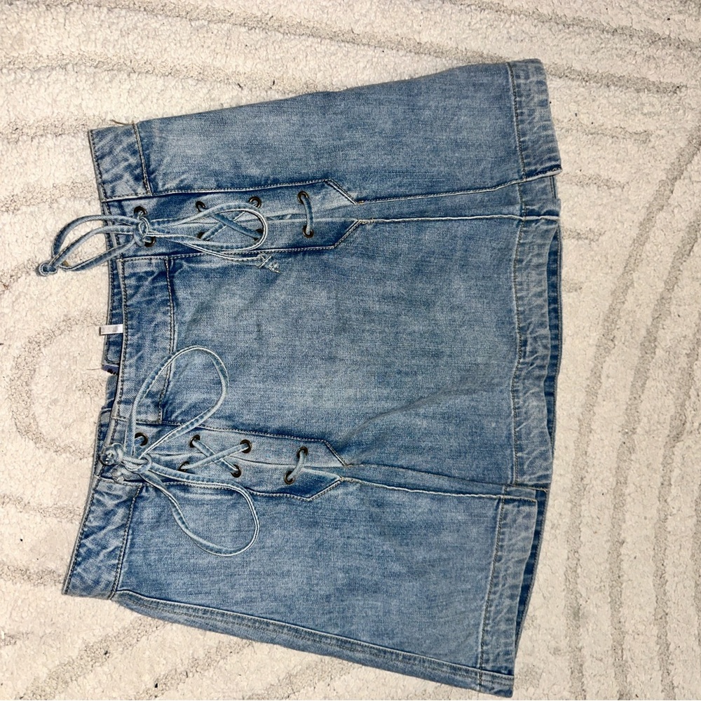 Free People Light Blue Denim Skirt